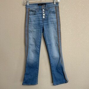 Women’s Veronica Beard High Rise Baby Boot Jeans 23 Light Wash Stripe